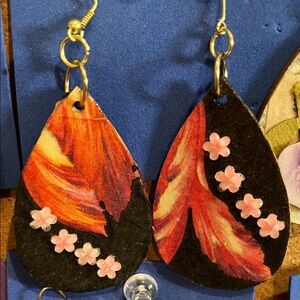 Floral Teardrop Earrings with Pink Accents
